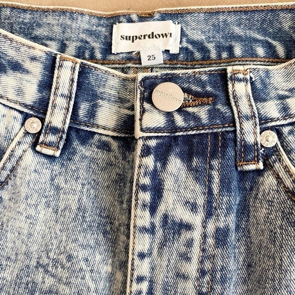 NEW Superdown Cutoff Jean Shorts Audrea Acid Blue Denim Destroyed Size 25 - Picture 7 of 8